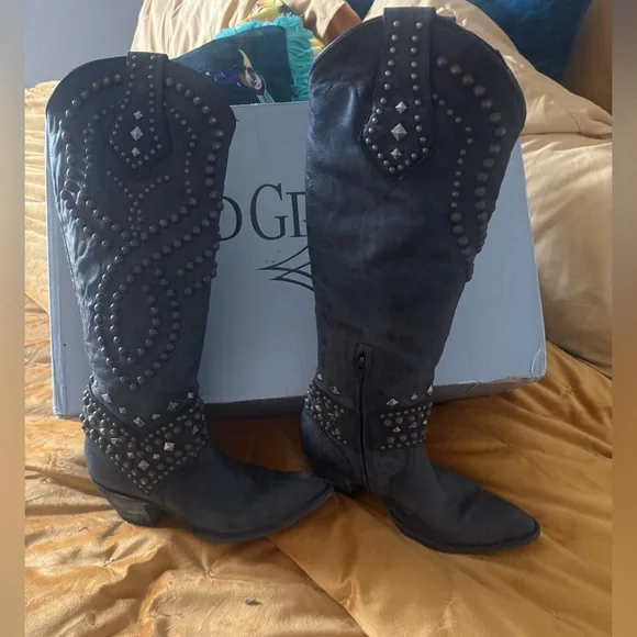 Old Gringo Belinda 18” distressed black cowboy western boots - Picture 5 of 10